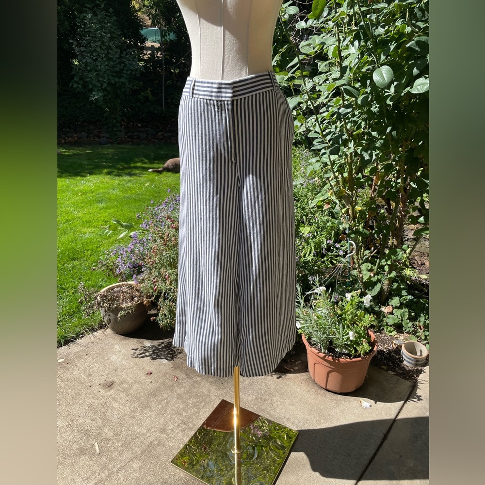 Wide Leg Striped Crop Pant